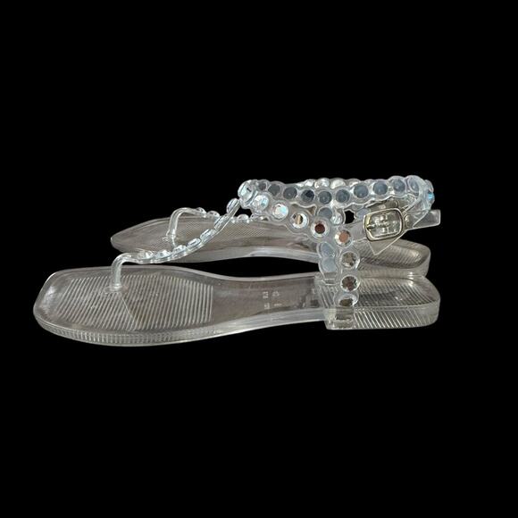 Jeffrey Campbell Jemmin Embellished T Bar Clear Jelly SandaClear Women's Sandals - Picture 6 of 7